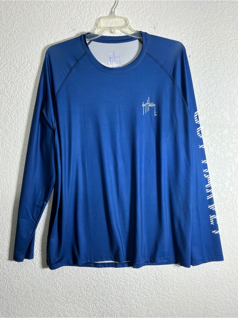 Guy Harvey Men's Long Sleeve Blue Sun Protection with Sleeve Print shirt